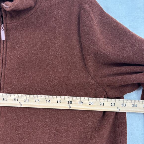 Eileen Fisher Italian Wool Jacket Size L Cinnamon Brown Lined Zip Coat Pockets - Picture 8 of 10